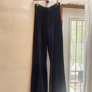 Staud flared 60’s western knit pants with stitching detail - Navy